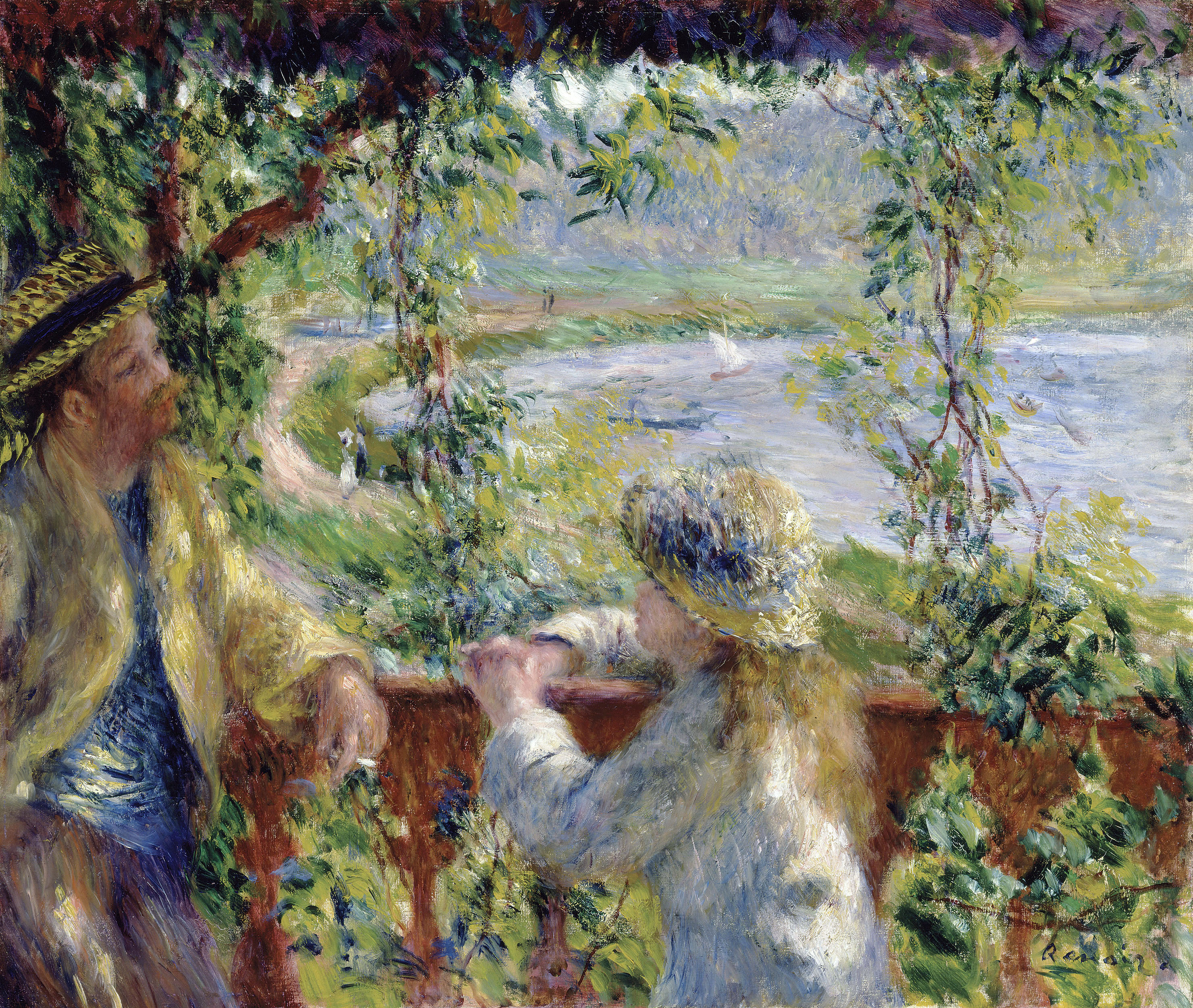 By the Water (Near the Lake) - Pierre-Auguste Renoir painting on canvas
